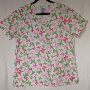 Women's Medium Butterflies scrub top